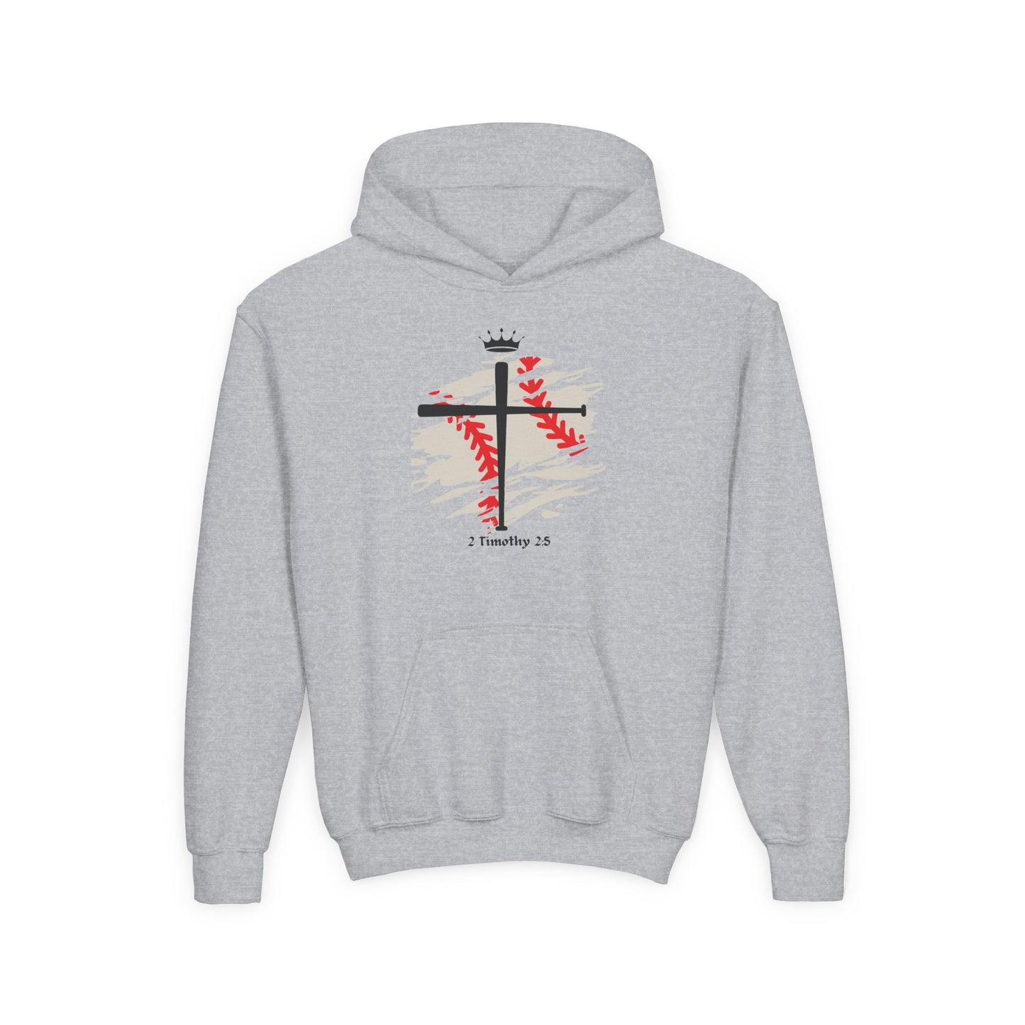 Faith-Inspired Youth Hoodie with Cross Design - 2 Timothy 1:7