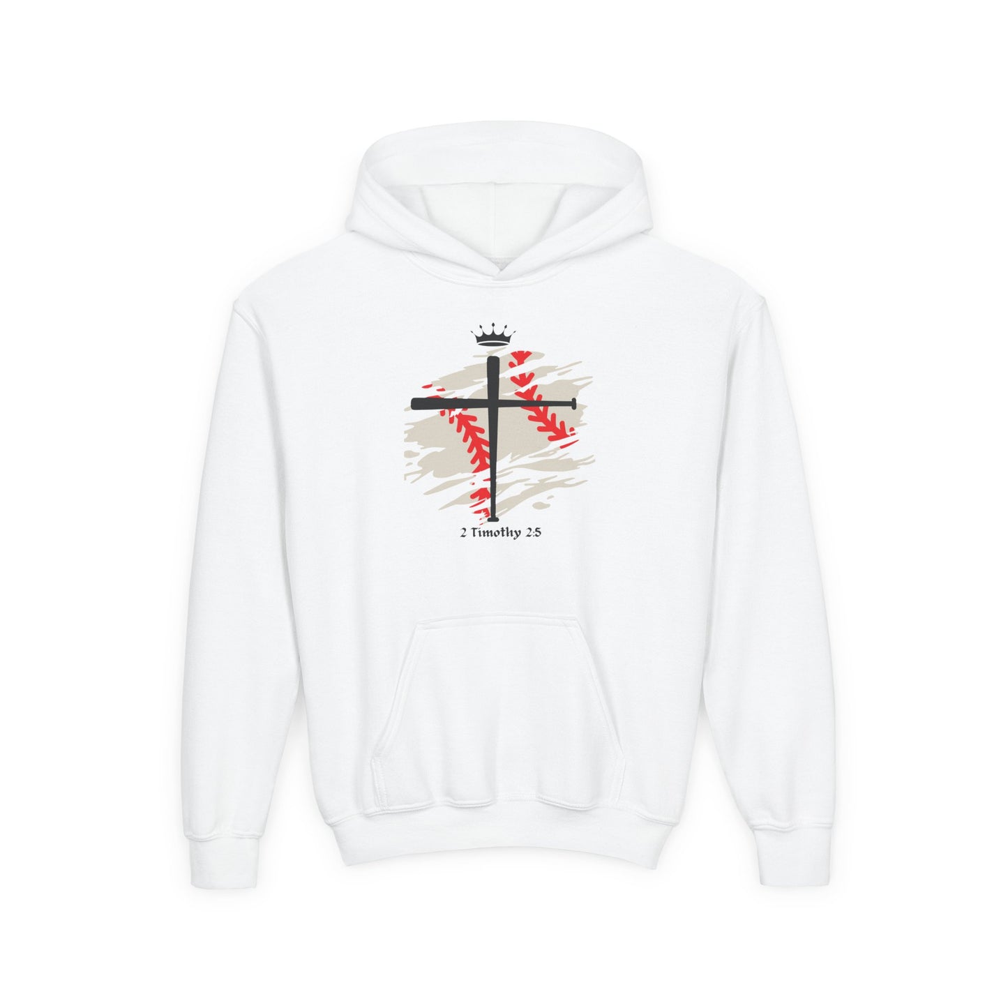 Faith-Inspired Youth Hoodie with Cross Design - 2 Timothy 1:7