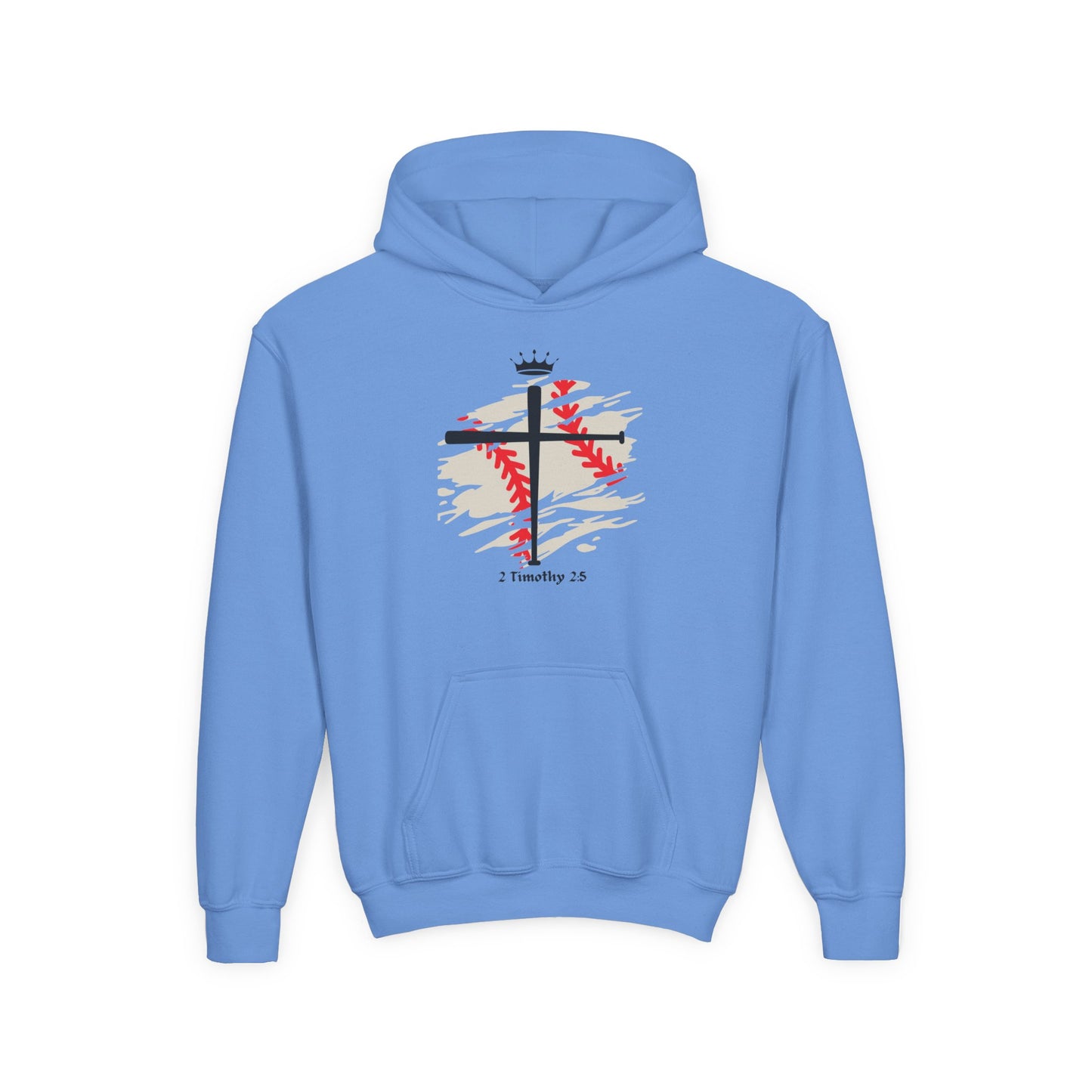 Faith-Inspired Youth Hoodie with Cross Design - 2 Timothy 1:7